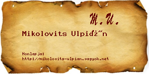 Mikolovits Ulpián névjegykártya